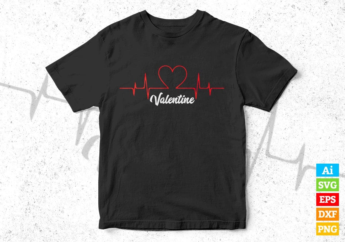 Heartbeat Valentine Vector T-shirt Design in Ai Svg Png Files ...