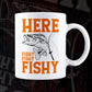 Here Fishy Fishy Fishy Funny Fishing outdoors Editable Vector T-shirt Design in Ai Svg Png Files