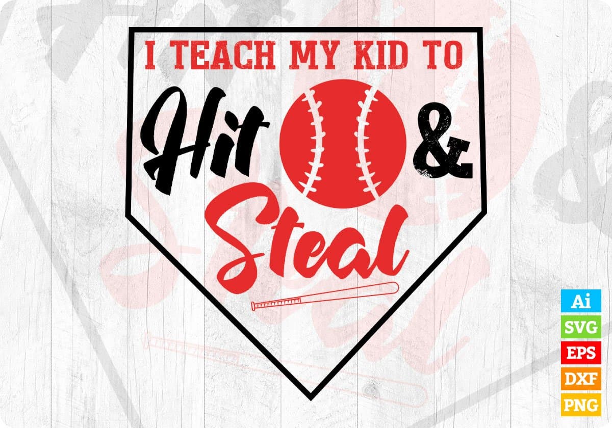 Hit Ball and Steal Baseball Vector T-shirt Design in Ai Svg Png Files