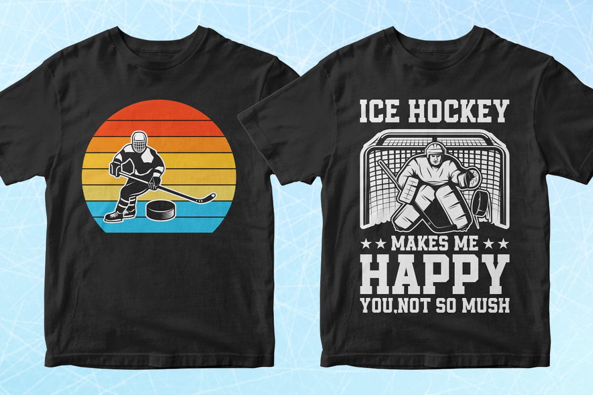 Hockey 50 Editable T-Shirt Designs Bundle Part 1