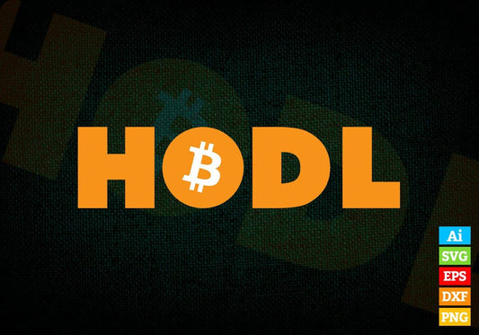 Hodl Vintage Distressed Bitcoin Logo Coin Editable Vector T-shirt Design in Ai Svg Png Printable Files