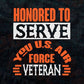 Honored To Serve You U.S. Air Force Veteran T shirt Design Png Svg Printable Files