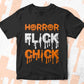 Horror Flick Chick Happy Halloween Editable Vector T-shirt Designs Png Svg Files