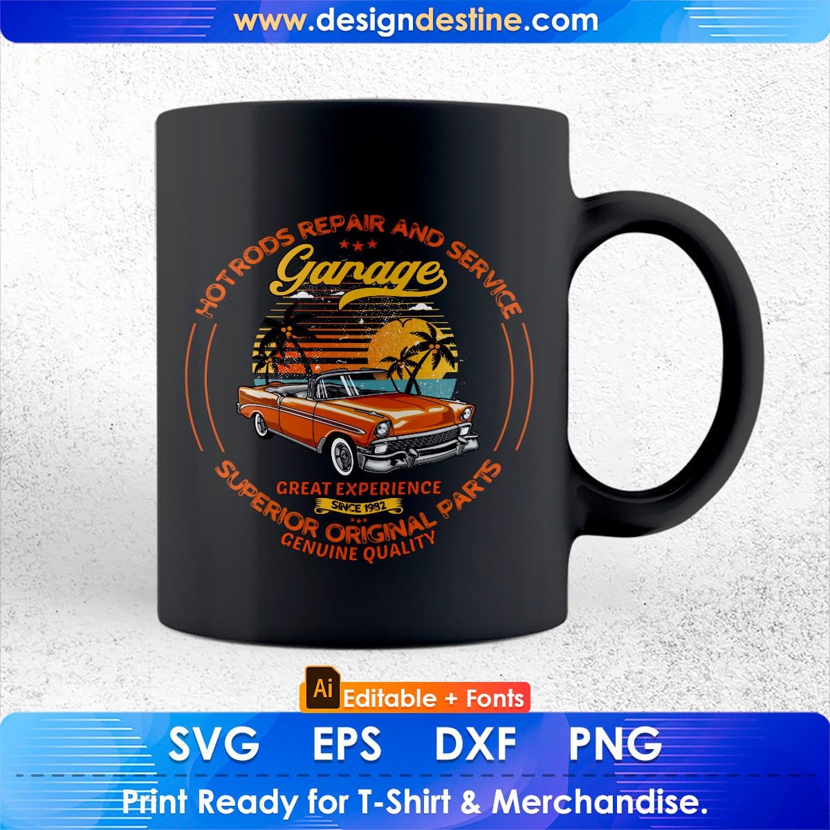 Hot Rods Repair & Service Garage Great Experience Auto Racing Editable T shirt Design In Ai Svg Files