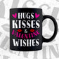Hugs kisses & Valentine Wishes Editable Vector T-shirt Design in Ai Svg Png Files