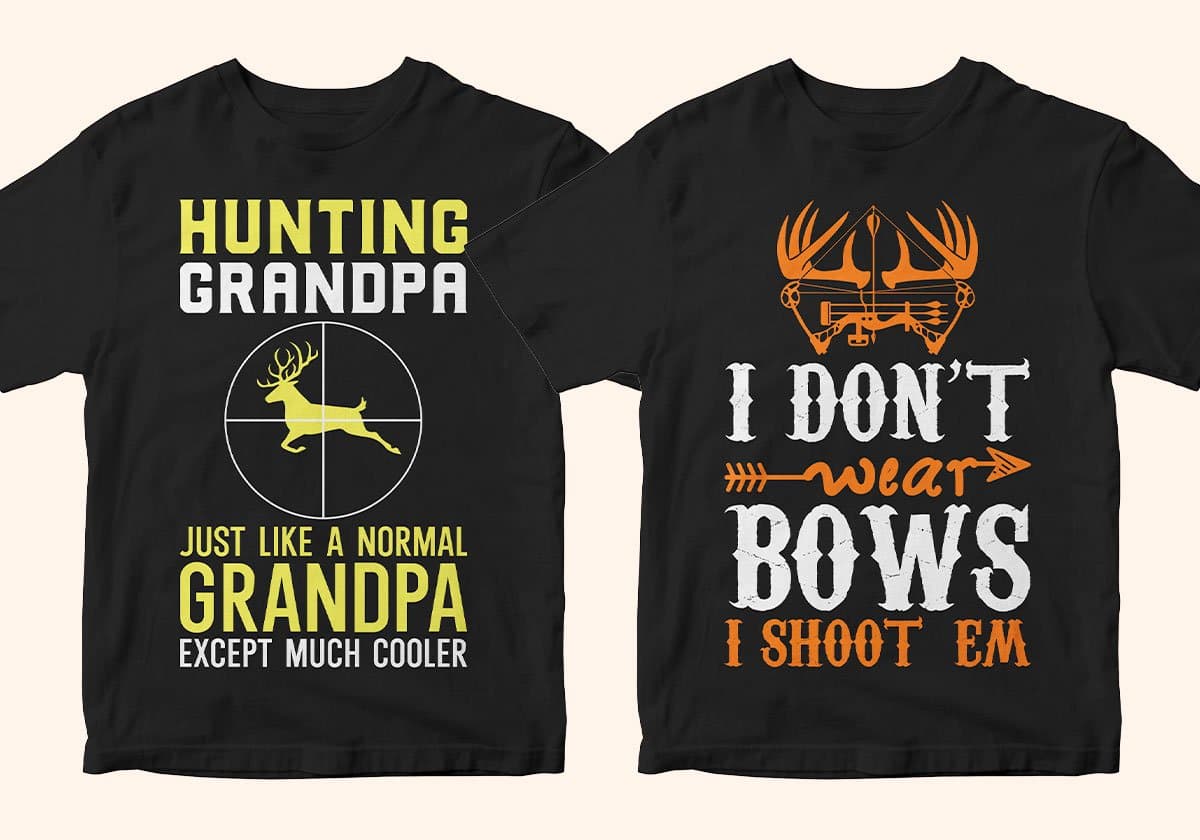 50 Hunting Fishing Vector T shirt Designs Bundle in Ai Svg Png