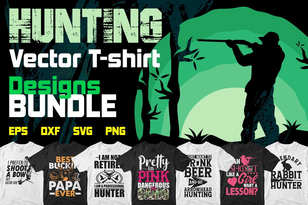 Hunting Vector T shirt Designs Bundle in Svg Png Files