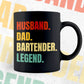 Husband Dad Bartender Legend Vintage Editable Vector T-shirt Design in Ai Svg Files