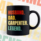 Husband Dad Carpenter Legend Vintage Editable Vector T-shirt Design in Ai Svg Files