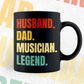 Husband Dad Musician Legend Vintage Editable Vector T-shirt Design in Ai Svg Files