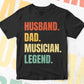 Husband Dad Musician Legend Vintage Editable Vector T-shirt Design in Ai Svg Files