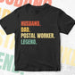 Husband Dad Postal Worker Legend Vintage Editable Vector T-shirt Design in Ai Svg Files