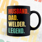 Husband Dad Welder Legend Vintage Editable Vector T-shirt Design in Ai Svg Files