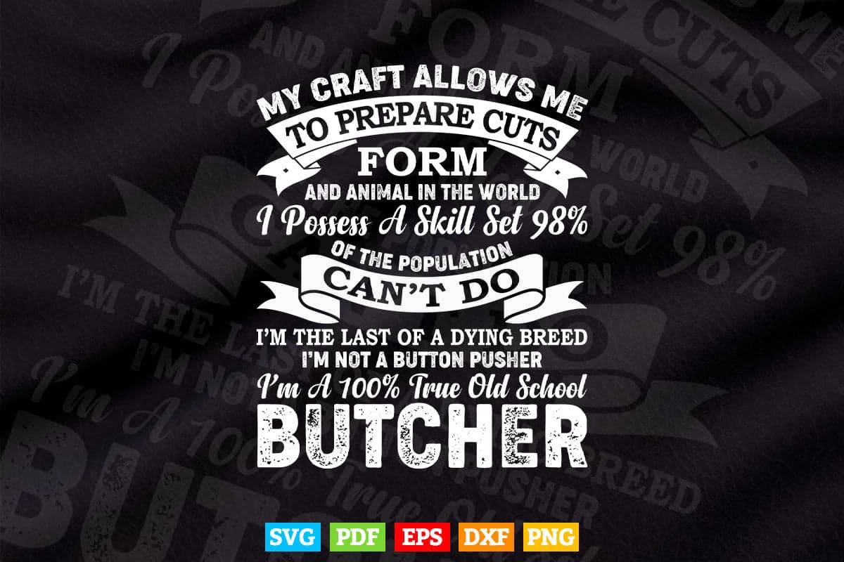 I Am A 100% True Old School Butcher Cotton Funny Butcher Svg Png Digital Files.