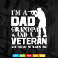 I am a Dad Grandpa and a Veteran Nothing Scares me USA Gift Svg Png Cut Files.