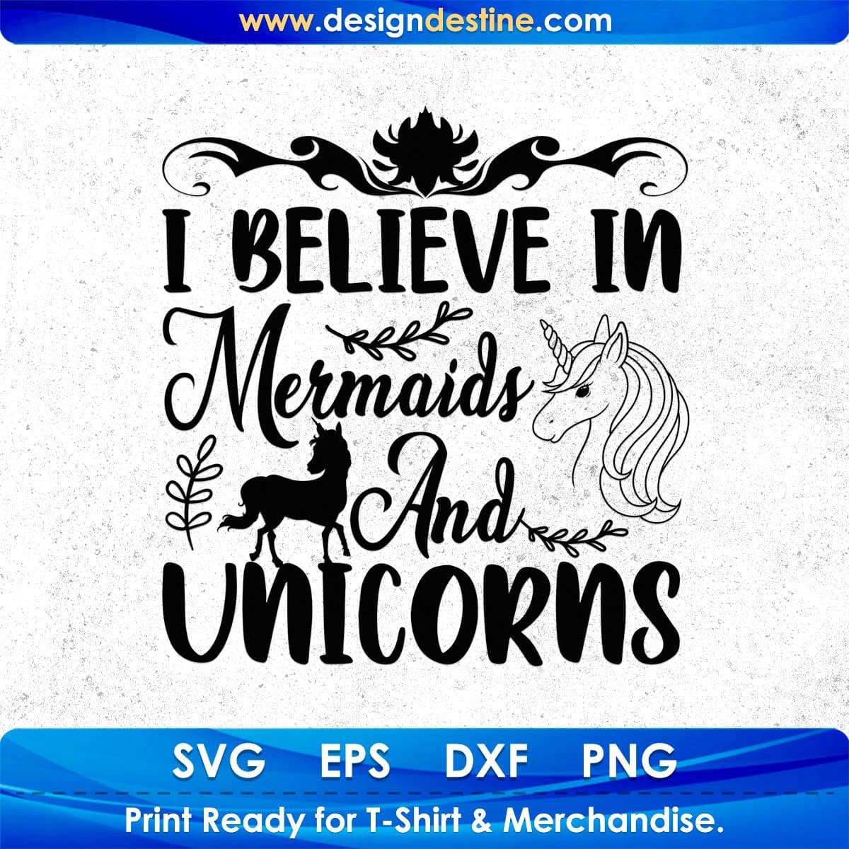 I Believe In Mermaids And Unicorns Animal T shirt Design In Svg Png Cutting Printable Files