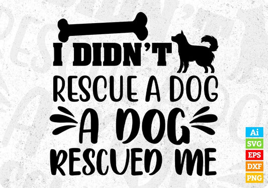 I Didn't Rescue A Dog Rescued Me Animal Vector T shirt Design In Svg Png Cutting Printable Files