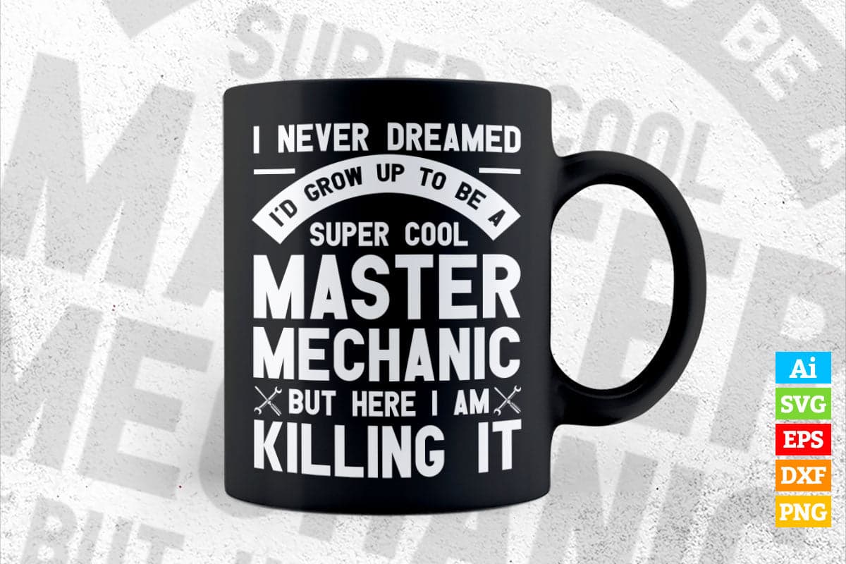 I Never Dreamed i'd Grow Up to Be a Super Cool Master Mechanic Funny Gift Editable Vector T-shirt Design in Ai Png Svg Files