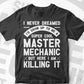 I Never Dreamed i'd Grow Up to Be a Super Cool Master Mechanic Funny Gift Editable Vector T-shirt Design in Ai Png Svg Files