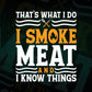 I Smoke Meat And I Know Things Funny BBQ Chef Grill Dad Editable Vector T shirt Design in Ai Png Svg Files.