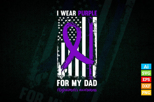 I Were Purple For My Dad Awareness Father's Day Vector T shirt Design in Ai Png Svg Files