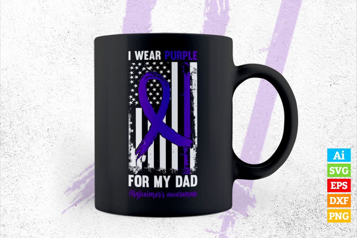 I Were Purple For My Dad Awareness Father's Day Vector T shirt Design in Ai Png Svg Files
