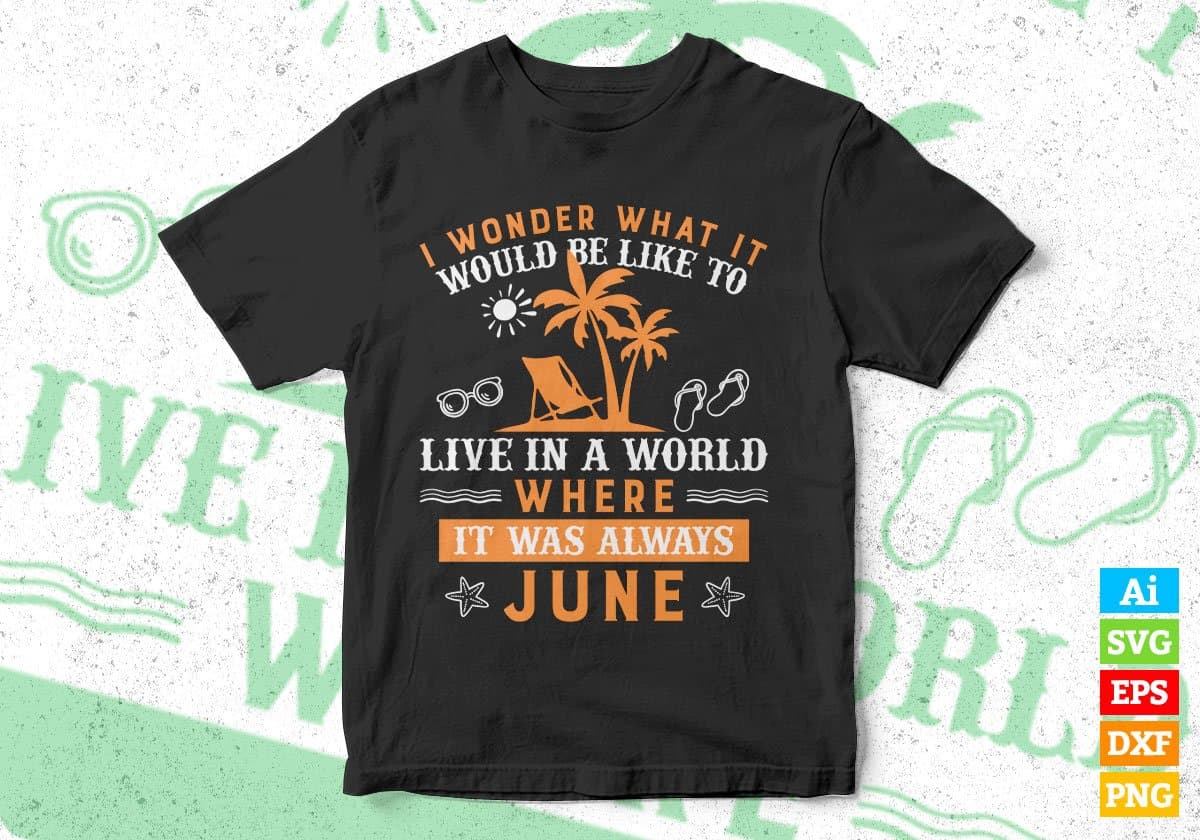 I Wonder What It Would Be Like To Live In A World Editable Vector T shirt Design In Svg Png Printable Files