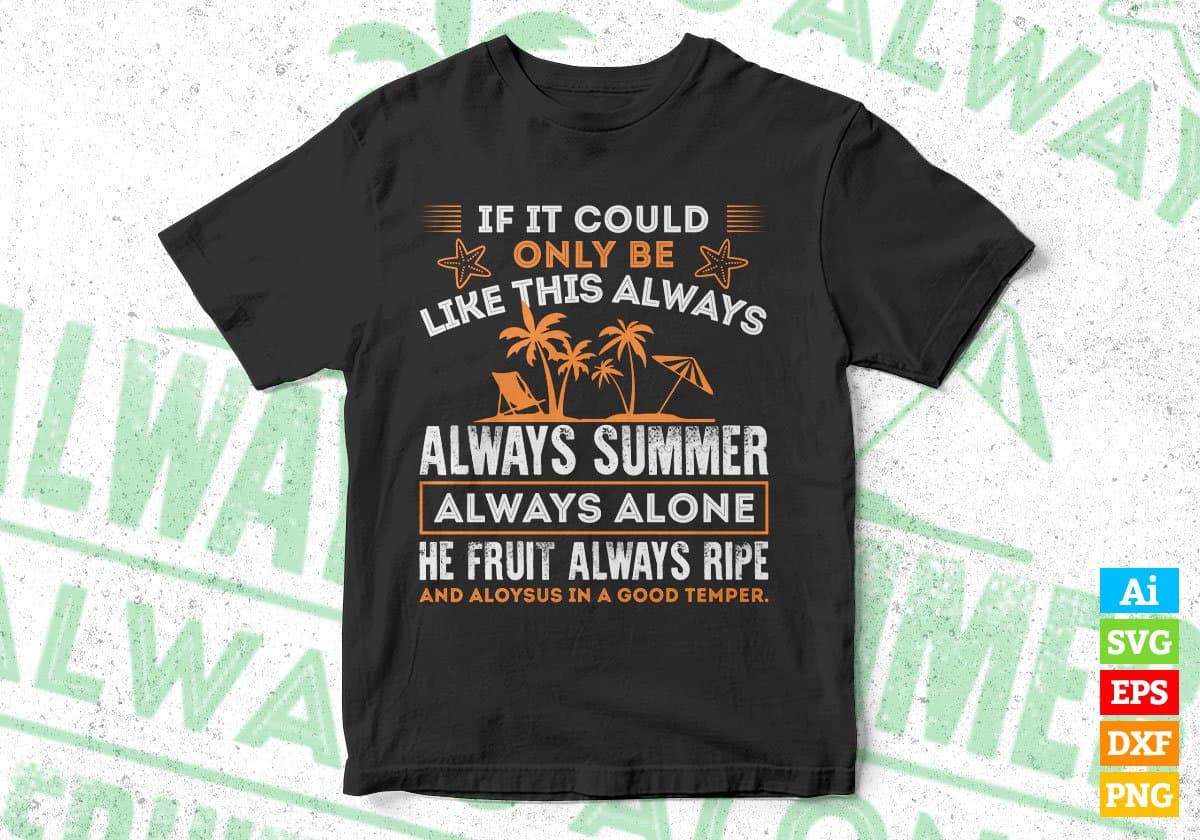 If It Could Only Be like This Always Summer Editable Vector T shirt Design In Svg Png Printable Files