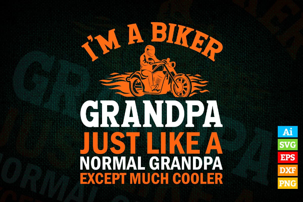 I'm a Biker Grandpa just Like a Normal Grandpa Except Much Cooler father's Day Editable Vector T shirt Design in Ai Png Svg Files