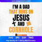 I'm A Dad That Runs On Jesus And Cornhole Editable T shirt Design In Ai Svg Png Cutting Printable Files