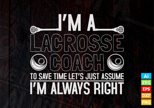 I'm A Lacrosse Coach Editable Vector T-shirt Design in Ai Svg Png Files