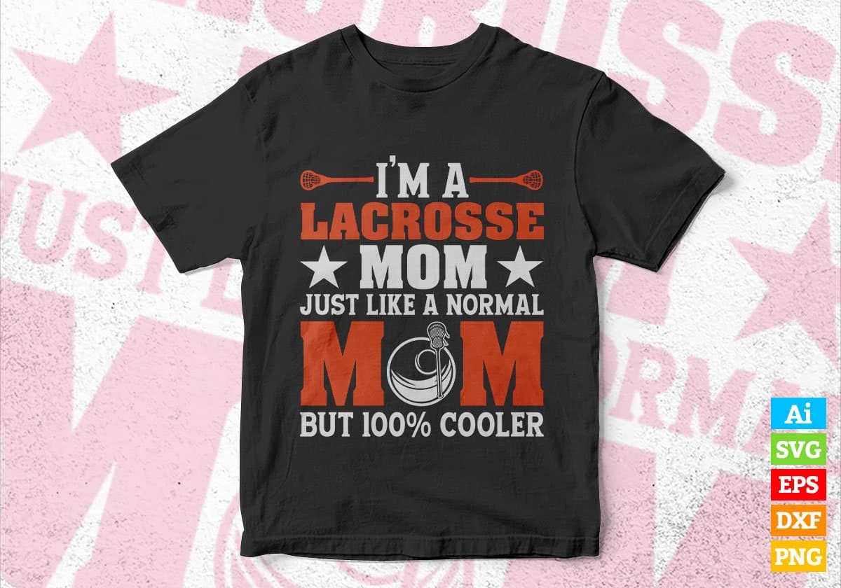 I'm A Lacrosse Mom Just Like A Normal Mom Editable Vector T-shirt Design in Ai Svg Png Files