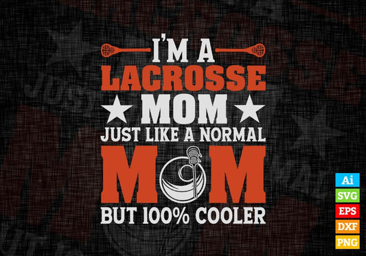 I'm A Lacrosse Mom Just Like A Normal Mom Editable Vector T-shirt Design in Ai Svg Png Files