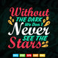 Inspirational Without The Dark We Don't Never See The Stars Calligraphy Svg T shirt Design.