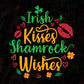 Irish Kisses Shamrock Wishes St Patrick's Day T shirt Design In Svg Png Cutting Printable Files