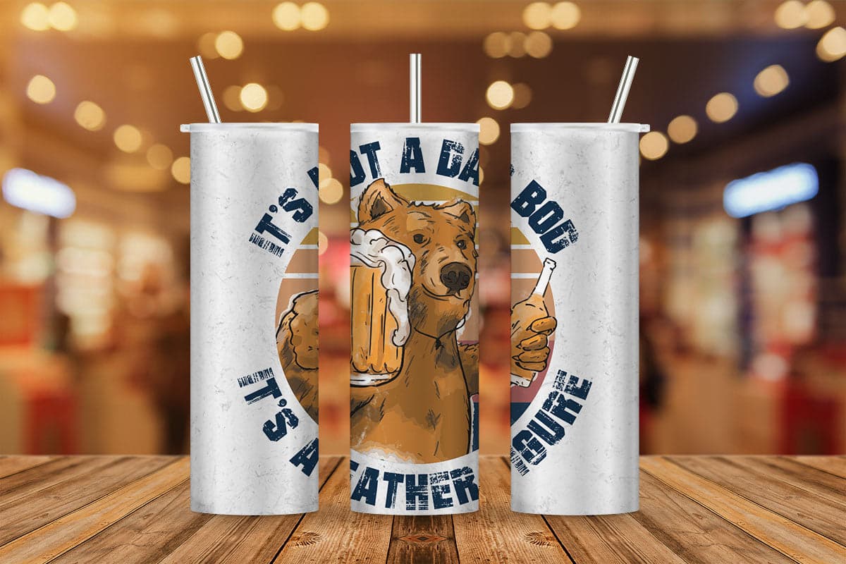 It's Not a Dad Bod Funny Bear with Beer Retro Fathers Day T shirt Tumbler Design Png Sublimation Files