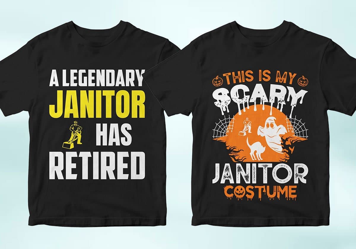 Janitor 25 Editable T-shirt Designs Bundle