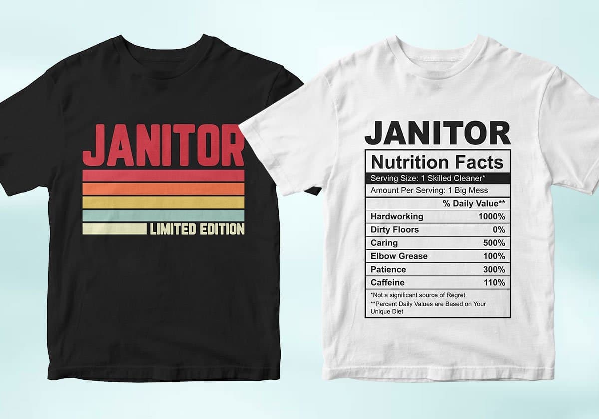 Janitor 25 Editable T-shirt Designs Bundle