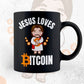 Jesus Loves Bitcoin Crypto Btc Editable Vector T-shirt Design in Ai Svg Files
