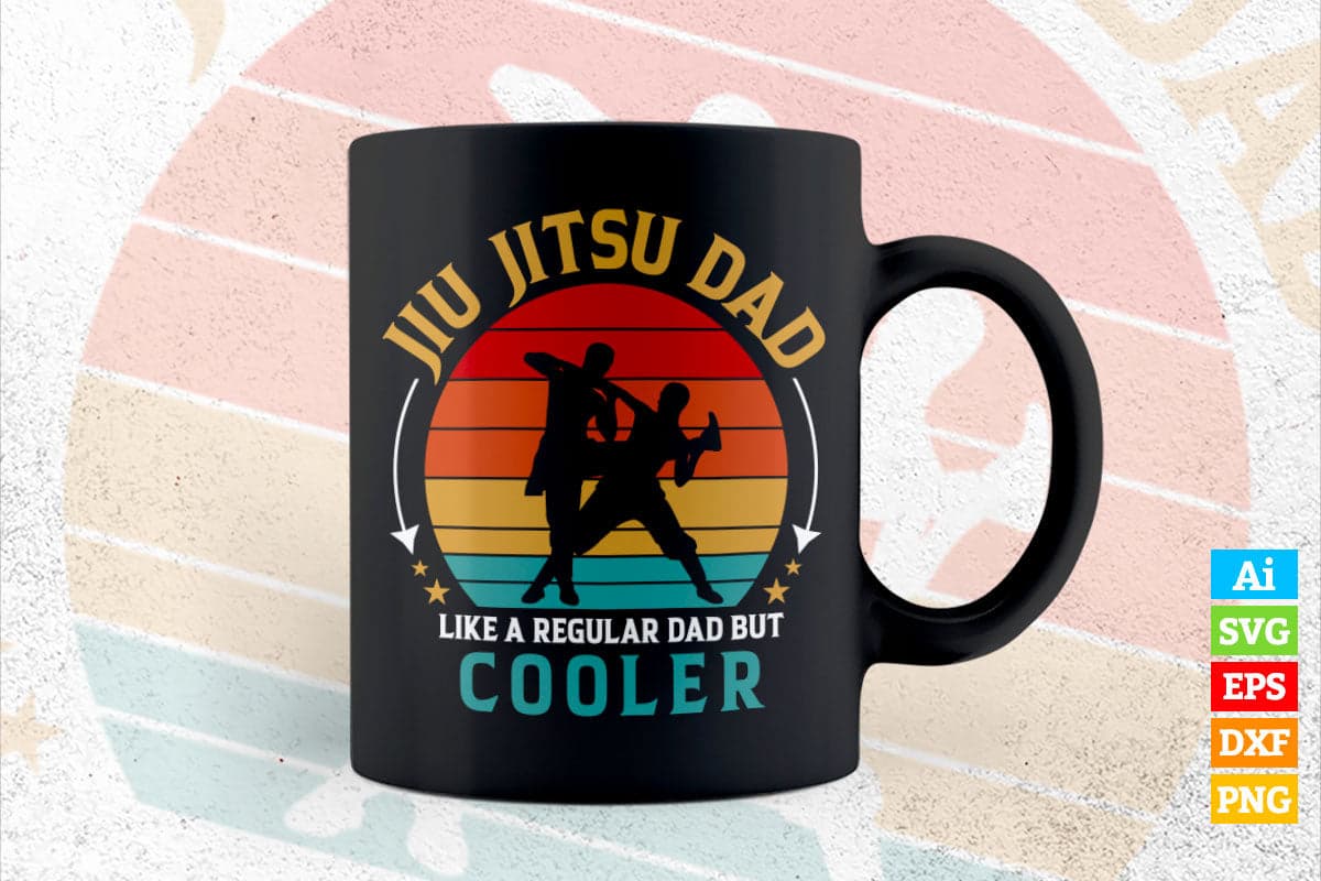 Jiu Jitsu Dad Funny Vintage Martial Arts Fighter Father Gift Vector T shirt Design in Ai Png Svg Files