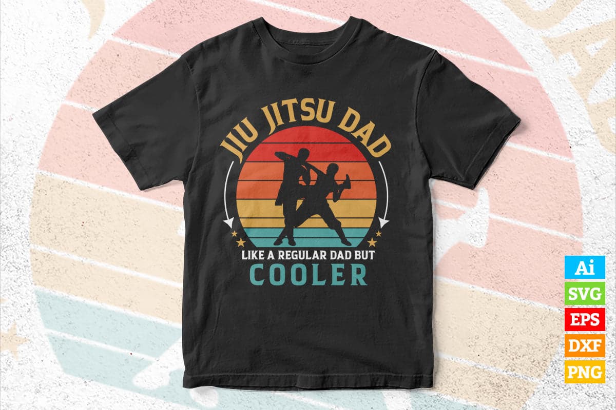Jiu Jitsu Dad Funny Vintage Martial Arts Fighter Father Gift Vector T shirt Design in Ai Png Svg Files