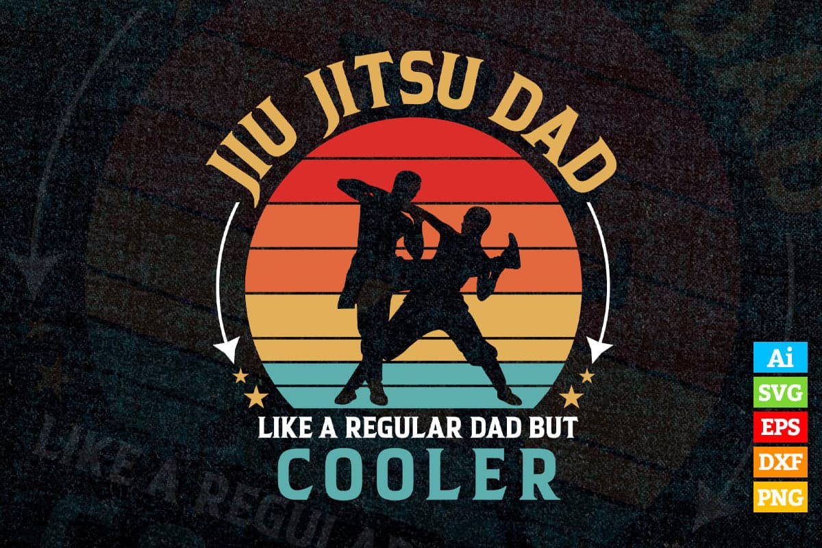 Jiu Jitsu Dad Funny Vintage Martial Arts Fighter Father Gift Vector T shirt Design in Ai Png Svg Files