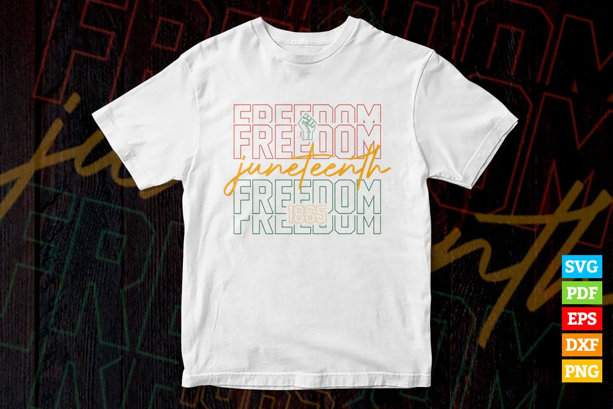 Juneteenth Freedom Since 1865 American Black Women Vector T shirt Design in Ai Svg Png Cricut Files.