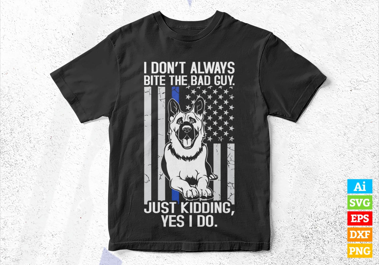K9 Police Officer German Shepherd Funny Thin Blue Line Editable Vector T shirt Design in Ai Png Svg Files.