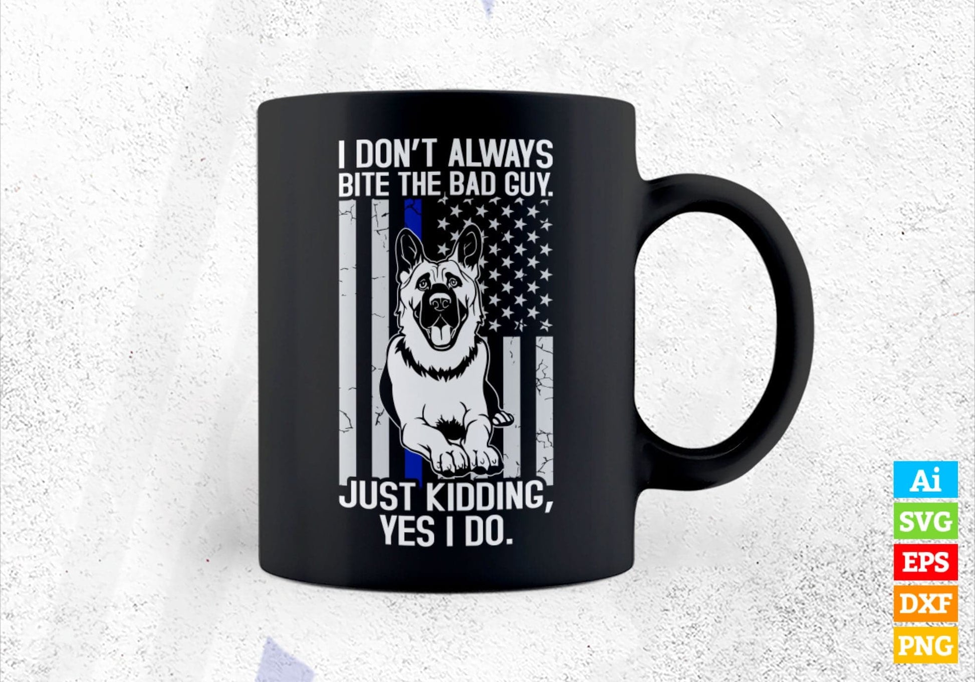 K9 Police Officer German Shepherd Funny Thin Blue Line Editable Vector T shirt Design in Ai Png Svg Files.
