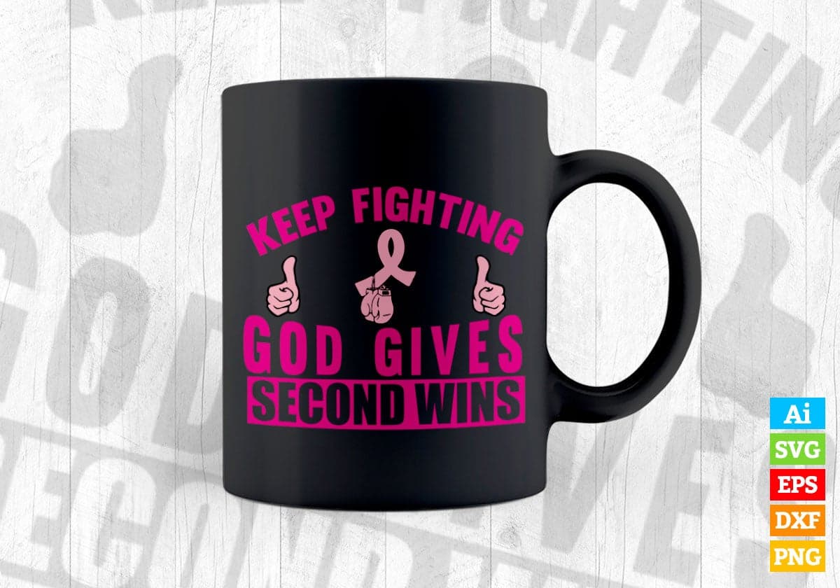 Keep Fighting God Gives Second Wins Awareness Vector T-shirt Design in Ai Svg Png Files