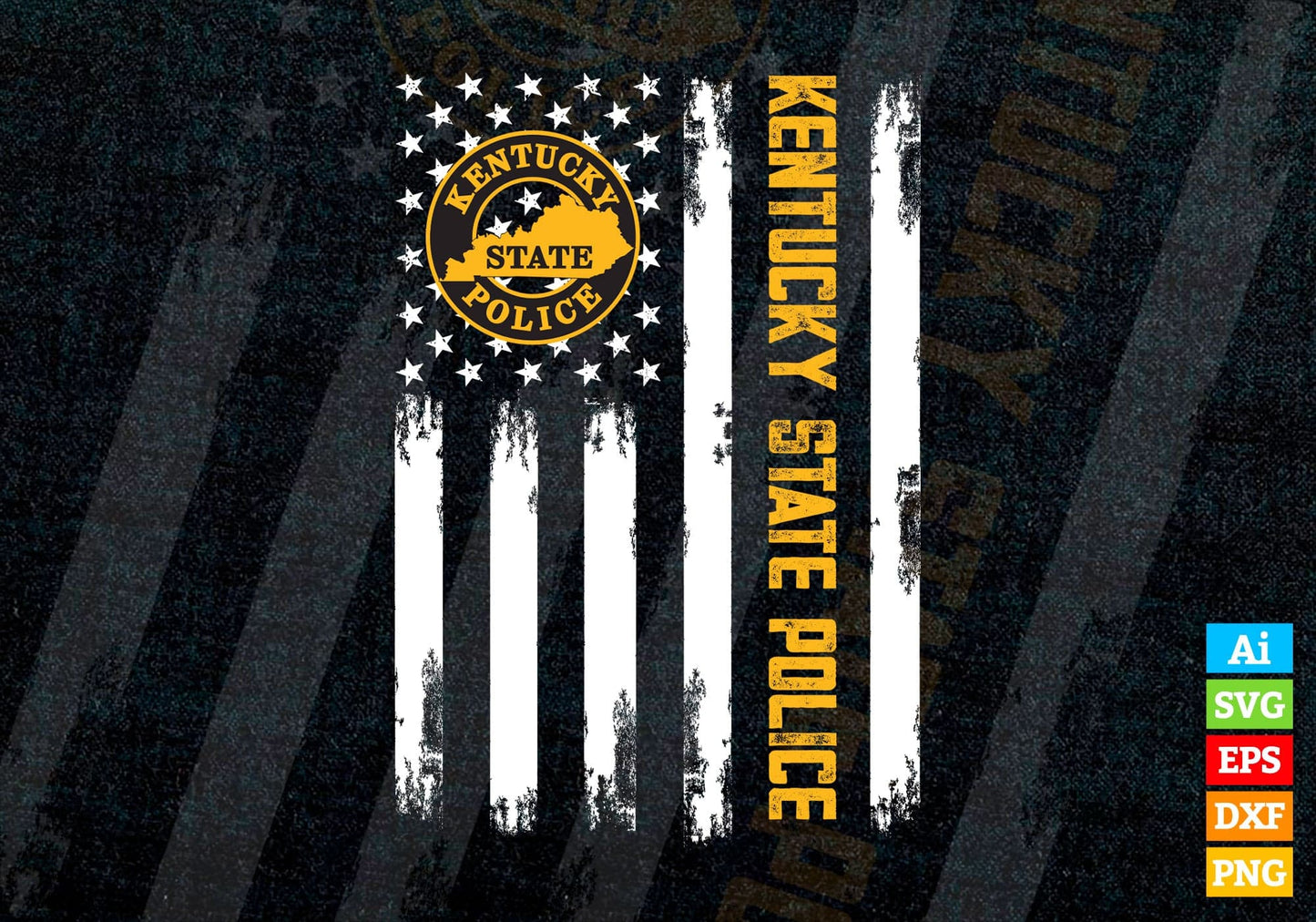 Kentucky State Police American Flag 4th July Gift Editable Vector T shirt Design in Ai Png Svg Files.