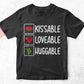 Kissable Loveable Huggable Valentine's Day Editable Vector T-shirt Design in Ai Svg Png Files