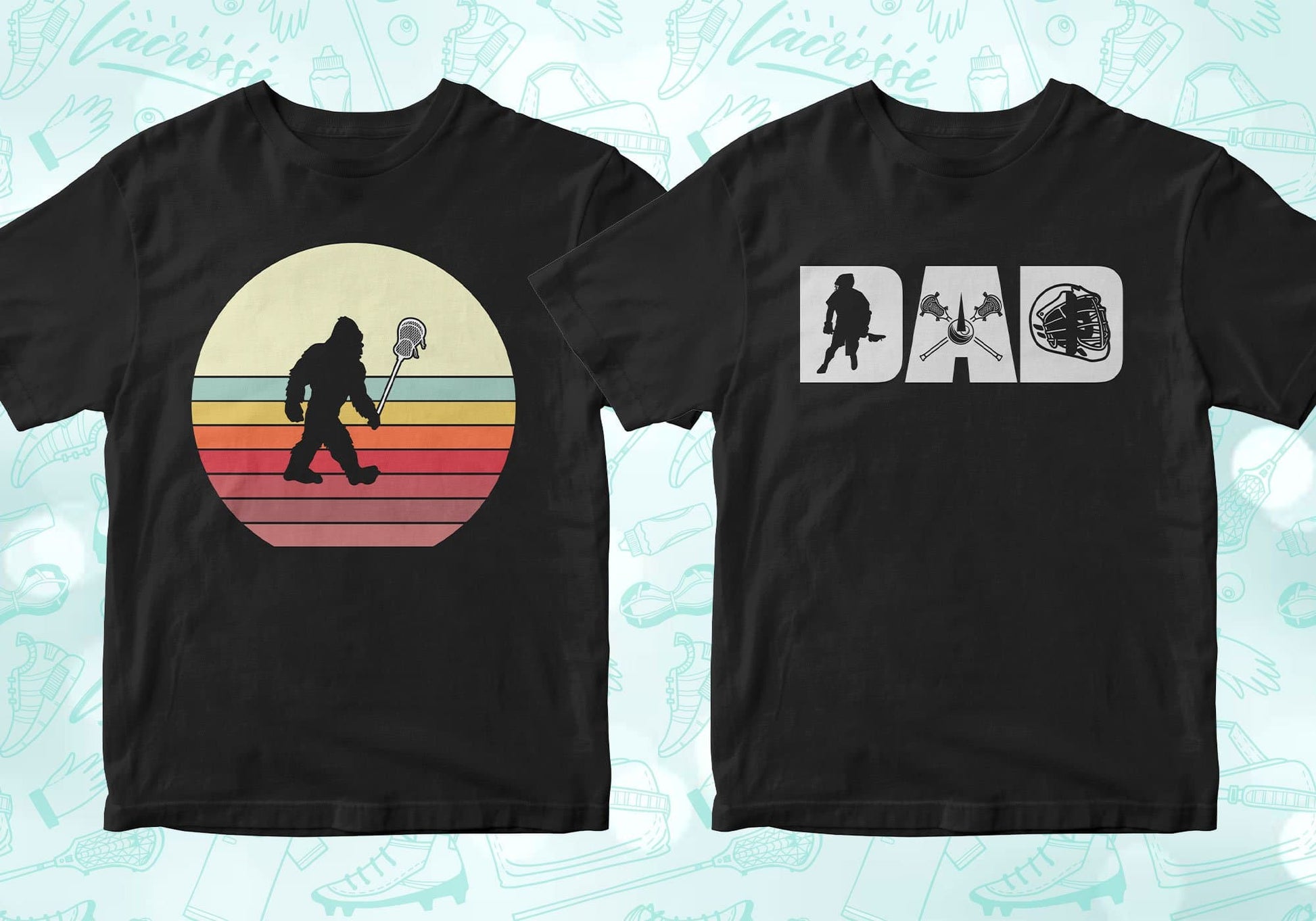 sasquatch holding a lacrosse stick, dad with lacrosse in the letters, lacrosse shirts lacrosse tshirt lacrosse t shirts lacrosse shirt designs lacrosse graphic