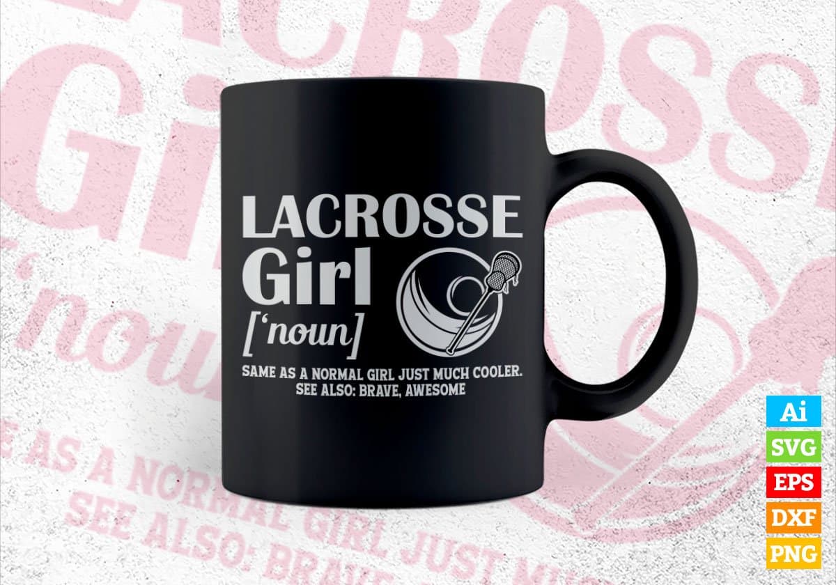 Lacrosse Girl Editable Vector T-shirt Design in Ai Svg Png Files